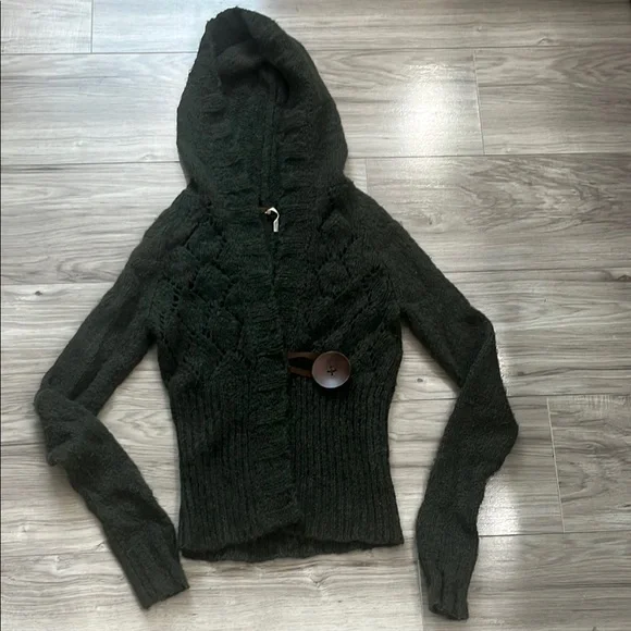 Pull à Capuche Free People Avec Gros Boutons - Taille S - Couleur Gris/Taupe - Occasion TB